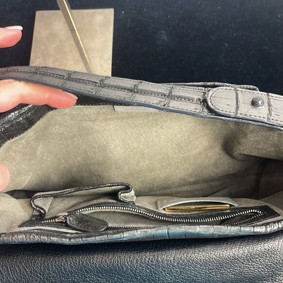 Nancy Gonzales Gun Metal Crocodile Satchel Bag - Picture 12 of 12